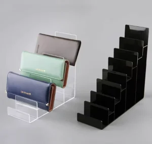 4-Tier Acrylic Display Rack for Clutch Bags and Wallets