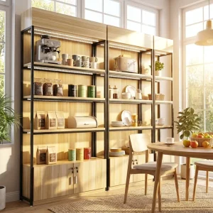 4-Tier Bamboo Expandable Display Shelf Kitchen Cabinet Organizer and Spice Rack