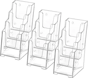 4 Tier Clear Acrylic Brochure Holder Display Stand Rack Multi Purpose Use for Offices Stores and Exhibitions