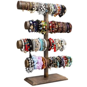 4-Tier Wooden Jewelry Display Stand with Space-Saving Design