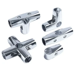 4-Way 25mm Round and Square Tube Connectors Stainless Steel Alloy Pipe Fittings for Display Racks Factory Direct