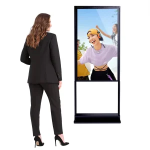 43 49 55 65 Inch Floor Stand Window Facing Digital Signage 3000 Nits Dual Screens Window Facing Display