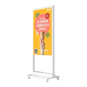 43 49 55 65 Inch Window-Facing LCD Digital Signage Display, Auto Brightness 1000-2500 Nits, Floor-Standing or Wall-Mount