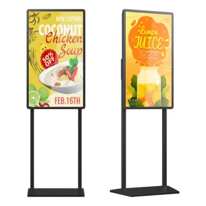 43 49 55 Inch Lcd Menu Board Touch Floor Standing Digital Signage Display Double Sided Hanging Digital Advertising Screens