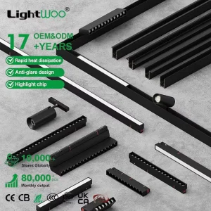 48V 20mm Aluminum LED Magnetic Track Light System Spot Pendant Surface Recessed for Commercial Projects Offices Apartments and Restaurants