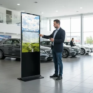 4K Single Or Dual Screen Floor Standing Touch Kiosk With Android Or Windows LCD Digital Signage