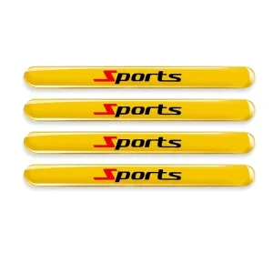4Pcs 3D Resin Domed Car Decals Glossy Black Sports Anti collision Strips Waterproof Side Mirror & Door Edge Protector Labels