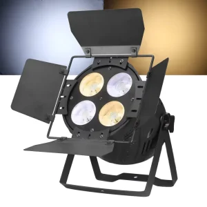 4x50W LED PAR Light with Dual White and RGB Lighting for Stage, DJ, Events, and Theme Parks