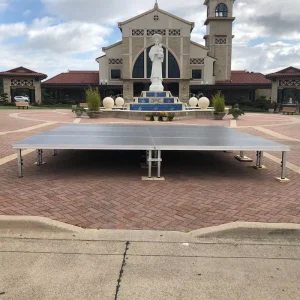 4×8 ft Adjustable-Height Aluminum Stage Platform with Round or Square Legs and Trolley Cart