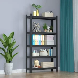 5-Layer Detachable Black Steel Storage and Bookshelf, W1000 x D300 x H1830mm