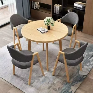5-Piece Wood Negotiation Table and Chair Set for Hotels, Villas, and Meeting Rooms
