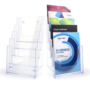 5-Tier Clear Brochure Holder 6-Inch Multi-Pocket Pamphlet Literature Display Rack