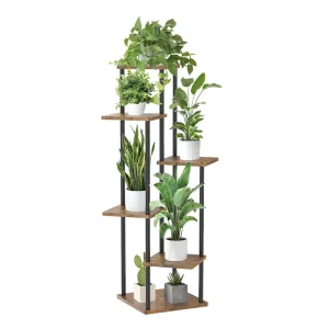 5 Tier Wooden Corner Plant Stand for Indoor Balconies