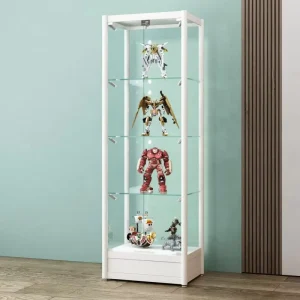 5 Tiered Glass Display Cabinet with Full Transparency LED Light for Showcase Figures Antiques Collections Storage Organization