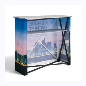 5.25′ x 2.75′ Fabric Pop-Up Promotional Counter Stand with Aluminum-Coated Frames