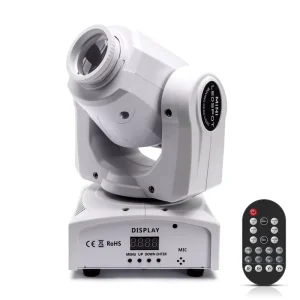 50W Moving Head Stage Light with 8 Gobos, 8 Colors, White Shell and Remote Control