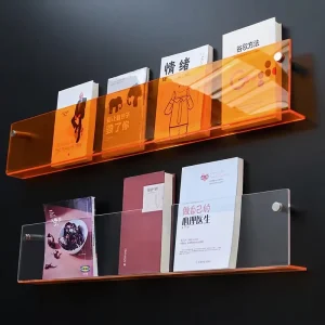6 Big Size Clear Wall Mount Translucent Colored Acrylic Bookshelf Floating Album Record Holder Picture Book Display Shelf