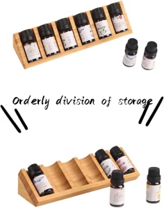 6-Grid Wooden Essential Oil Storage Rack and Bottle Display Stand with Drawer for Tabletop