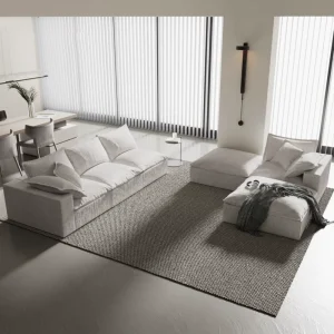 6-Module Convertible Pure-Foam L-Shape Sofa Bed for Living Rooms and Hotels