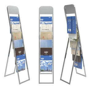 6 Pockets Magazine Rack Metal Brochure Display Stand Public Foldable Magazine Display Rack Custom Accept