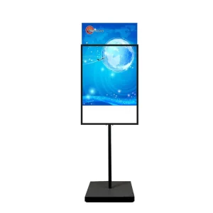 60*90cm Black Metal Pedestal Sign Holder Floor Stand Poster Display Rack with 20mm Frame