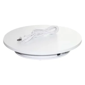 60 cm Electric Rotating Turntable Display Stand, Water Resistant White, Photography and Live Stream Accessory
