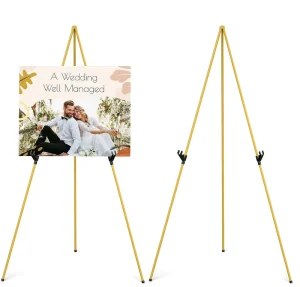 63 Inch Metal Powder-Coated Floor Poster Display Rack for Wedding Sign Iron Folding Artist Easel Stand