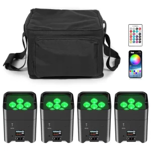 6X18W LED 6-in-1 RGBWA UV PAR Light Remote Control Battery Powered Wireless DMX Rechargeable Stage Uplight