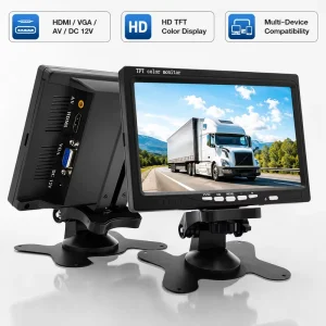 7 Inch Portable IPS LCD Vehicle Monitor VGA AV Input HD Display Screen for Truck Backup Camera CCTV System