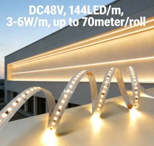 70M Roll 48V SMD2835 LED Strip Light White 144 LED Uniform Light CE CB UL Waterproof for Outdoor Decoration