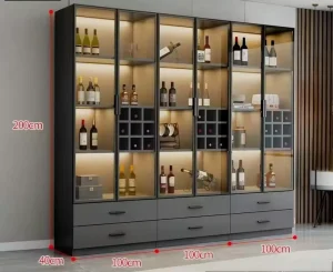 71″ Arched 5-Tier Glass Door Storage Display Cabinet with Sensor Lighting for Kitchen, Pantry, Living Room or Wine Storage