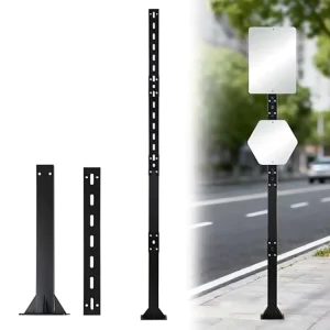 71″L X 5.1″W Rustproof Construction Sign Holder Stand Easy 4-Piece Assembly Fits Most Standard Signs Metal Sign Post