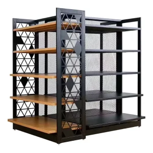 750 kg Stainless Steel Display Rack With Wood Shelves for Shops