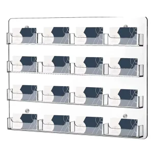 8-Pocket Clear Acrylic Wall-Mount Tri-Fold Brochure Display Rack, 3 mm Thick, Glossy Lamination, Customized