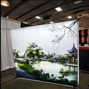 8 ft 10 ft Exhibition Backdrop Trade Show Roll-Up Booth with Stretch Tension Fabric Display Banner Stand