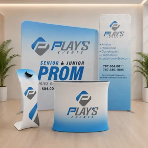 8 ft, 10 ft, and 20 ft Exhibition Backdrop Display Stand with Stretch Tension Fabric