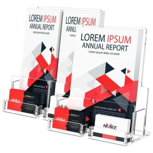 8.5 x 11 Acrylic Brochure Holder with Custom Logo, Countertop Leaflet and Catalog Display Rack