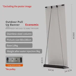 80*180cm Outdoor Windproof Water Base Roll Up Banner