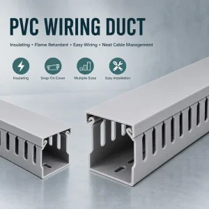 80*35 Grey Square Flame Retardant PVC Trunking Cable Electrical Slotted Wiring Ducts Electrical Wires