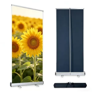80 x 200 cm Retractable Roll-Up Banner Aluminum Frame Portable Pull-Up Display Sign with Custom Logo