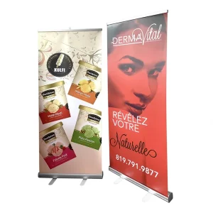 85*200cm Aluminum Roll up Flex Banner Stand Pop up Floor Standing Display Stand with Printed Banner for Trade Shows