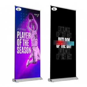 85x200cm Aluminum Alloy Roll Up Banner Stand Silver Advertising Display