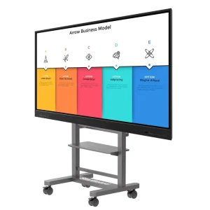 86-Inch 20-Point Interactive Touchscreen Whiteboard with USB and Serial Ports Wall Mount Bracket and Mobile Stand for Office and School