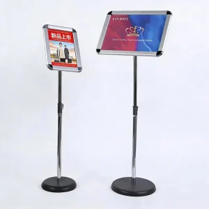 87-120 cm Height-Adjustable Floor Sign Holder with Steel Base for A3/A4 Posters