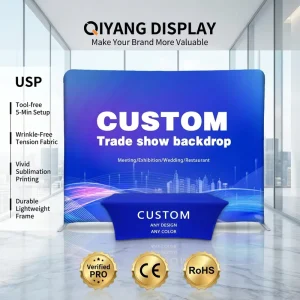 8ft 10ft 20ft Black Portable Pop-Up Trade Show Backdrop Banner Stand