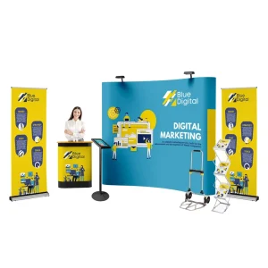 8ft 10ft 20ft Exhibition Backdrop Pop-Up Display Booth with Stretch Tension Fabric Banner Stands