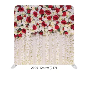 8ft 10ft Custom Floral Photo Booth Backdrop Stretch Fabric Portable Aluminum Alloy Frame