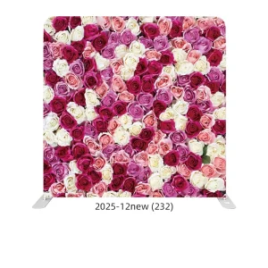 8ft 10ft Custom Rose Flower Stretch Fabric Photo Booth Backdrop with Portable Aluminum Frame