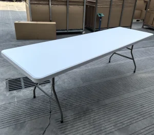 8ft 240cm Outdoor Plastic Folding Banquet Table with Solid Non-Folding Tabletop