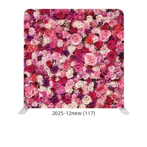 8ft Custom Wedding Printed Flower Stretch Fabric Backdrop Curtain with Portable Aluminum Frame